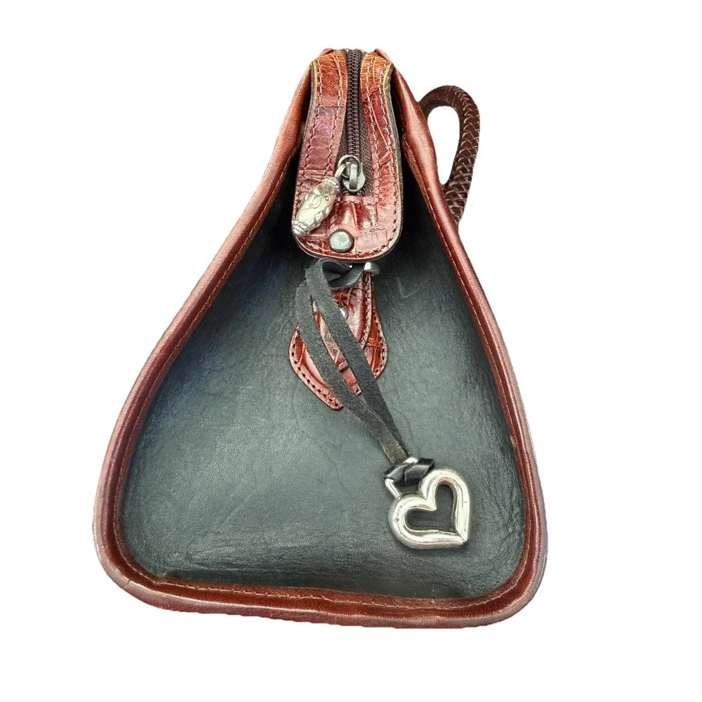 Vintage Brighton Black Brown Alligator Leather Doctor  Bag Lynette‎ Heart wallet